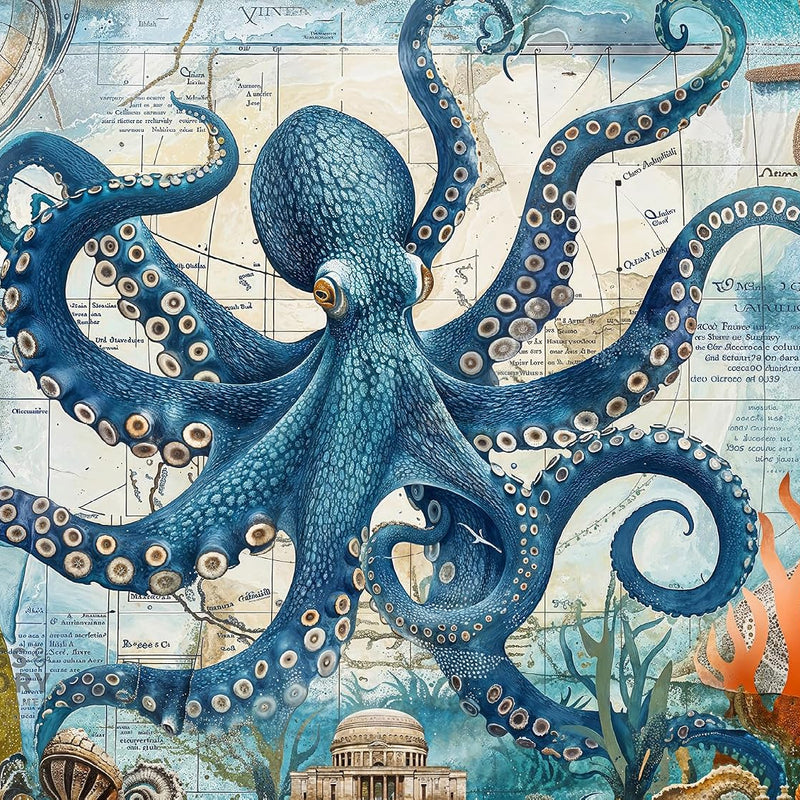 Cross & Glory | Jigsaw Puzzles 1000 Pieces for Adults | Deep Blue Octopus Odyssey | Ocean Octopus Puzzles for Adults | Challenging Brain Teaser Ocean Puzzle | 20 x 27 Inches