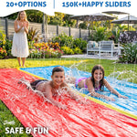 JAMBO Premium 24Ft Budget Slip Splash and Slide, Heavy Duty Water Slide with Advanced Sprinkler System, Backyard Waterslide, Splash Mat, Outdoor Water Toys n Slides for Kids