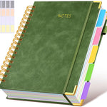 Hardcover Spiral Notebook Journal with Removable Dividers Tabs, 300 Pages Leather 5 Subject Notebook College Ruled, 8"x10" Large B5 Notebooks for Work School Note taking, Lined Journal for Women, Pink