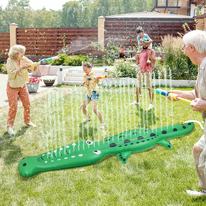 Water Sprinkler for Kids, Large Crocodile Inflatable Sprinkler | Kids Sprinklers for Yard, Outdoor Water Toys Spray Summer Water Play for Boys Girls Dogs Backyard