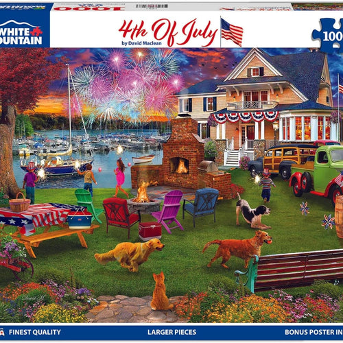 White Mountain 1000 Piece Jigsaw Puzzle Patriotic Summer Celebration Puzzles with Large Pieces for Adults and Family 24"x30" - 4th of July