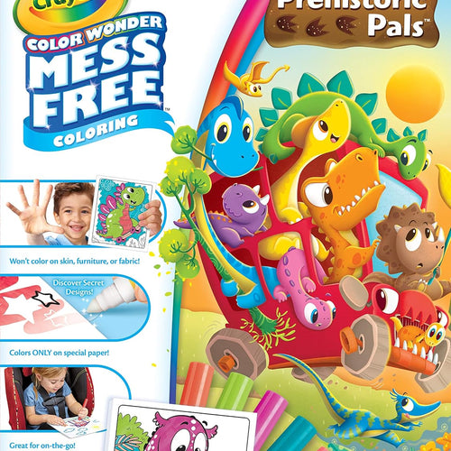Crayola Color Wonder Prehistoric Pals coloring set for kids, mess-free dinosaurs markers and pages