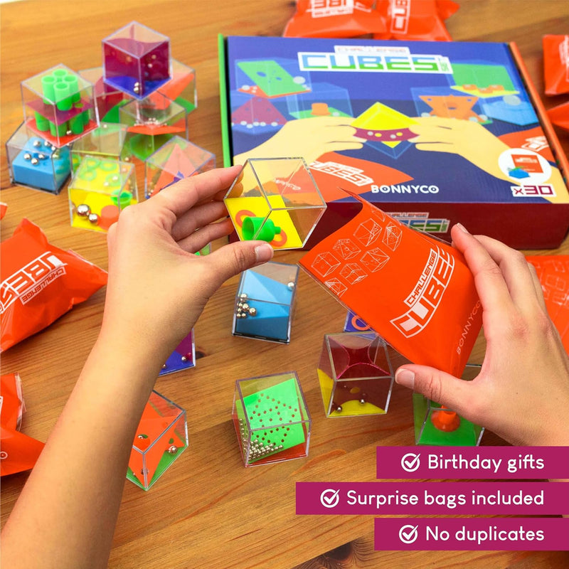 BONNYCO Brain Teaser Puzzles Cubes Kids Party Favors Pack 30. Pinata Goodie Bags Stuffers for Kids 3-5 4-8, Return Gifts for Birthday Party. Mini Puzzle Games, Classroom Prizes, Rewards Stocking