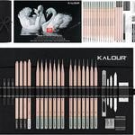 KALOUR 18-Piece Professional Sketch Pencil Set - Includes 5H to 14B Pencils, Vinyl Eraser, Kneaded Eraser,Sharpener and Paper Blending Stump - Ideal for Artists and Beginners