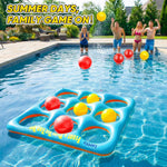 Inflatable Tic Tac Toe Pool Game Set - Fun Pool Toys for Kids Teens Adults | with 10 Balls, for Family, Party, Beach, Outdoor & Indoor, 2-10 Players