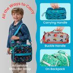 Bentgo Kids Lunch Bag - Durable, Double-Insulated Lunch Bag for Kids 3+; Holds Lunch Box, Water Bottle, & Snacks; Easy-Clean Water-Resistant Fabric & Multiple Zippered Pockets (Dinosaur)