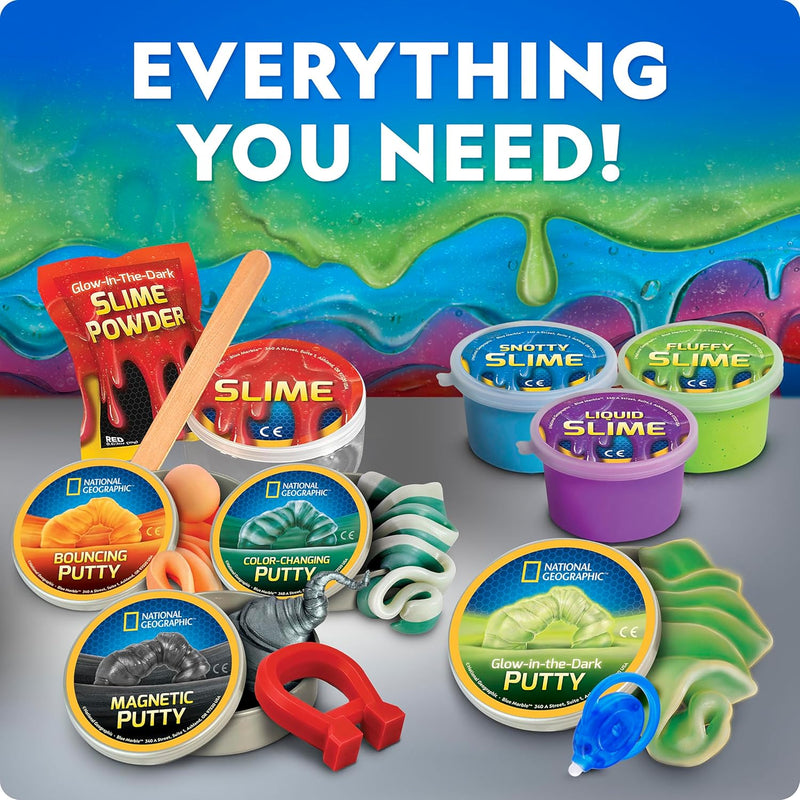 National Geographic Mega Slime Kit & Putty Lab STEM Science Toy for Boys and Girls with 8 Varieties