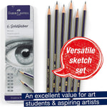 Faber-Castell Graphite Sketch Pencil Set - 6 Graphite Pencils (2H, HB, B, 2B, 4B, 6B), Drawing Pencils and Sketching Supplies
