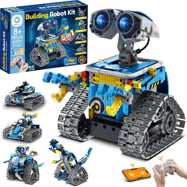 Sillbird 5-in-1 Programmable Robot Building Kit, STEM Toys for Boys 8-12