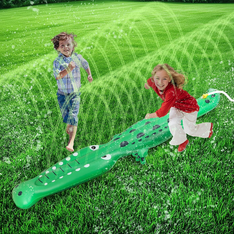 Water Sprinkler for Kids, Large Crocodile Inflatable Sprinkler | Kids Sprinklers for Yard, Outdoor Water Toys Spray Summer Water Play for Boys Girls Dogs Backyard