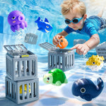 Funscape Kids Pool Diving Toy, Water Swimming Dive Game, Toddler Bath Toys | 6 Fish Cages 6 Floating Animals, Fun Swim Pool Game Outdoor Beach Lake Summer Party Gifts 3 4 5 6 7 8 10 12 Year Old Boy Girl