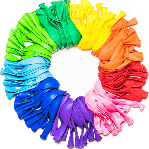 Dusico 100 Pack Rainbow Balloons 12 Inches Assorted Bright Colors Made With Strong Multicolored Latex For Helium Or Air Use