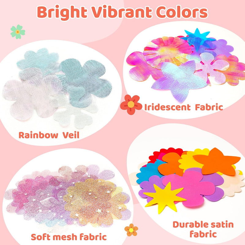 180 Piece Fabric Flower Refill Kit for DIY Bouquets and Flower Maker | Colorful fabric flower parts for DIY bouquets,arts and crafts,creative learning and gift making for girls