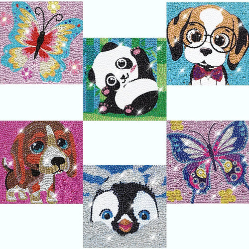 6 Pack 5D Diamond Art kits for Adults Beginners 6x6inch | Cute Animals Diamond Painting Kit, DIY Children Full Round Drill Paint by Diamonds Dot Gem Art for Adult, Home Wall Decor