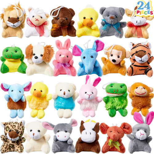24-PC Mini Animal Plush Toy Assortment, Perfect for Kids Keychains and Party Favors