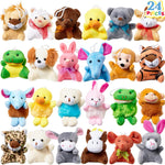 24-PC Mini Animal Plush Toy Assortment, Perfect for Kids Keychains and Party Favors