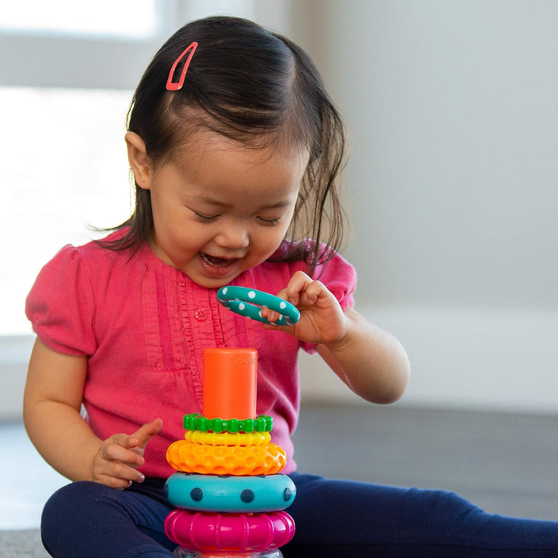 Sassy Stacks of Circles Stacking Ring STEM Learning Toy, 9-Piece Set for 6+ Months