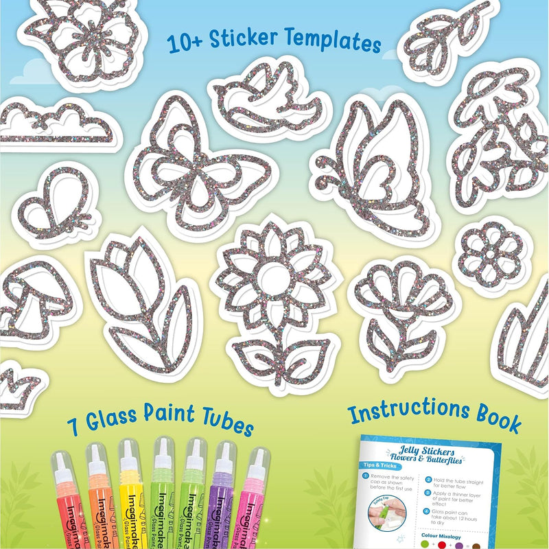 Imagimake DIY Jelly Stickers - Flowers & Butterflies, 10 Stickers, Art Kit | Paint, Peel & Stick Painting Activity for Kids, Birthday Gift for Boys & Girls Ages 3,4,5,6,7 Years Old