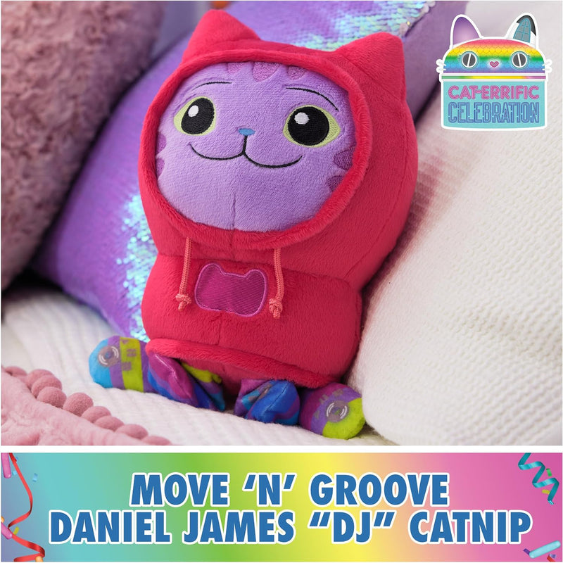 Gabby’s Dollhouse, Move & Groove Daniel James DJ Catnip Plush Toy, 10-Inch Tall Stuffed Animal with Moving Arms, Kids Toys for Girls & Boys Ages 3+
