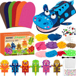 WATINC 6-Piece Animal Hand Puppet Making Kit for Kids, DIY Art Craft Felt Sock Puppets, Pompoms, Googly Eyes, and Felt Decorations for Creative Storytelling and Role Play.