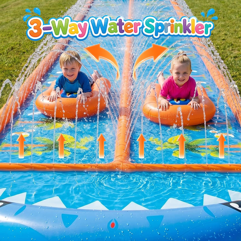 40×5.9FT Heavy Duty Slip and Slide with Sprinkler and 2 Boards, Water Slide for Adults with 3-Way Water Sprinkler, Giant Slip n Slide for Outdoor Backyard Lawn Kids Teens and Adults (Blue&Orange)