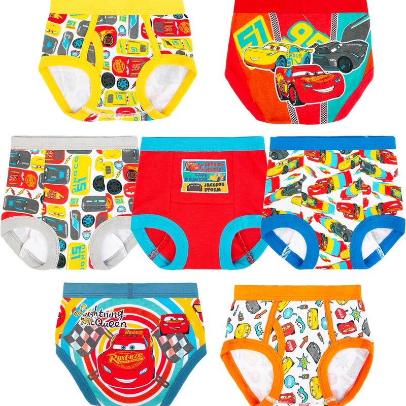 Disney Boys' Pixar Cars Toddler Potty Training Pant & Brief Combo Option, Stickers & Tracking Chart in Sizes 18m, 2t, 3t, 4t