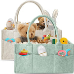 HIPHOP PANDA 2-Pack Diaper Caddy Organizer - Newborn Essentials Baby Registry Must Haves - Sturdy Nursery Storage Bin & Portable Car Caddy for Diapers & Wipes - Grey/Oatmeal Gift Set