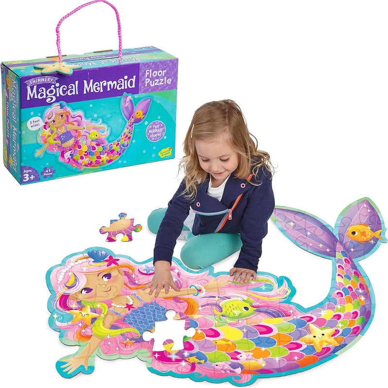 Peaceable Kingdom Shimmery Magical Mermaid 41-Piece Floor Puzzle for Ages 3+
