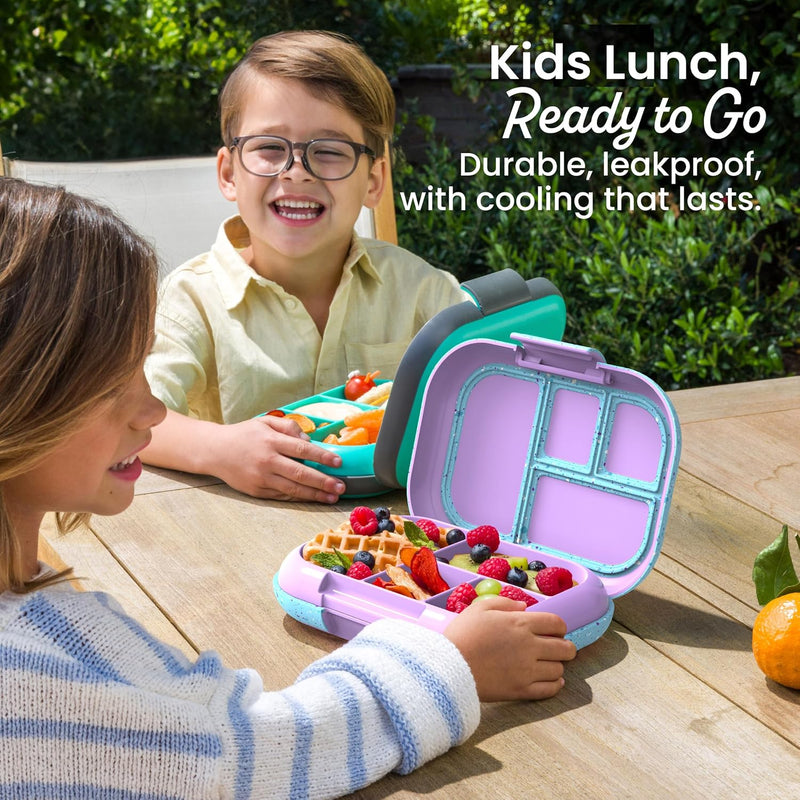 Bentgo Chill Kids Leakproof Lunch Box - 4-Compartment Bento Box with Built-In Ice Pack, 3.3 Cup Capacity, BPA-Free, Microwave & Dishwasher Safe Tray, Ages 3–7 (Vivid Orchid)
