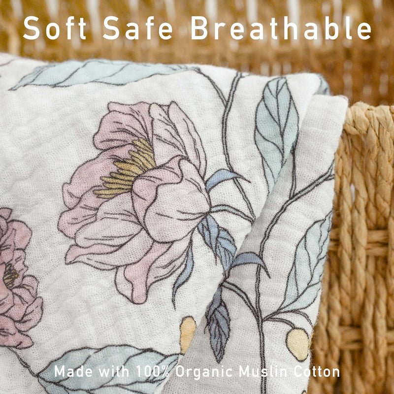 Muslin Swaddle Blankets for Newborn, 3 Pack Breathable Soft Receiving Blanket, Large 38 x 40 inches Swaddle Wrap Burping Clothes, Essentials Infant Shower Items, Toddler Gift (Cute Flower)