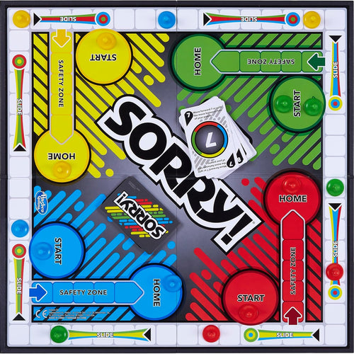 Classic Sorry! Hasbro Board Game for Kids Ages 6 and Up with 4 Pawns and Family Game Night Fun