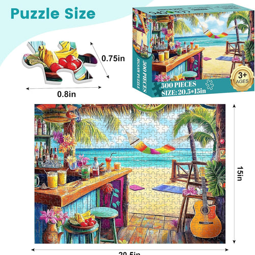 500 Piece Seaside Bar Puzzle for Adults and Family Games