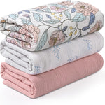 Muslin Swaddle Blankets for Newborn, 3 Pack Breathable Soft Receiving Blanket, Large 38 x 40 inches Swaddle Wrap Burping Clothes, Essentials Infant Shower Items, Toddler Gift (Cute Flower)