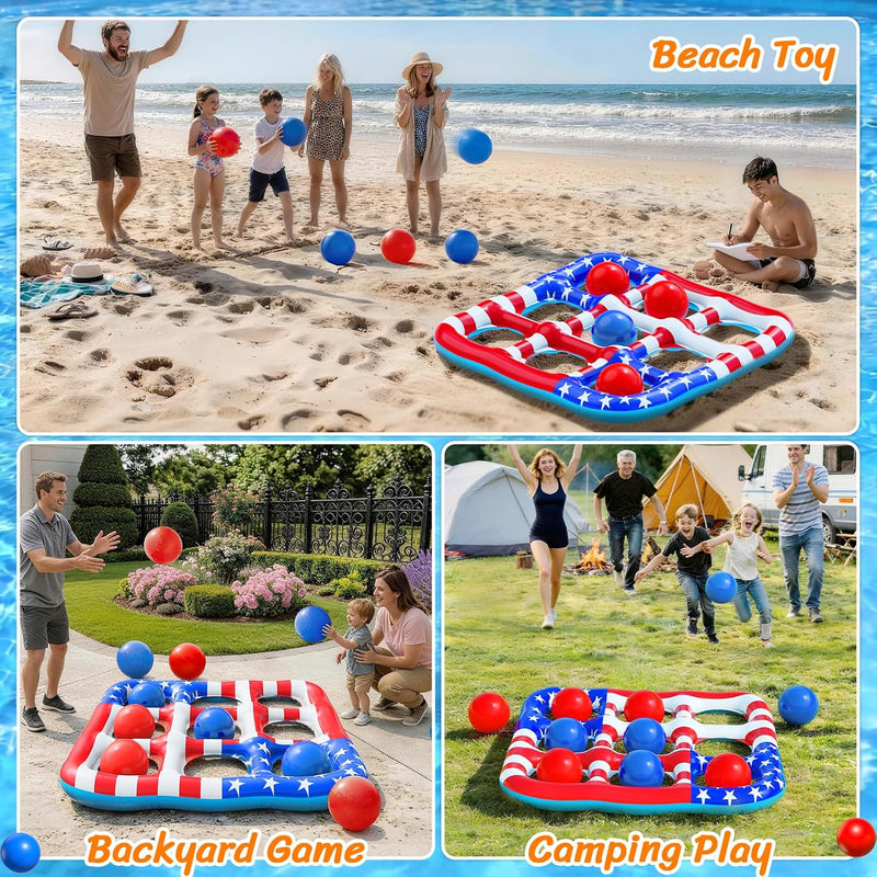 Pool Toys Games for Kids - Inflatable Outdoor Water Toys Pool Floats | Swimming Pool Tic-Tac-Toe Game Float with 10 Balls Pool Party Toys Outdoor Beach Toy for Kids Adults Teens