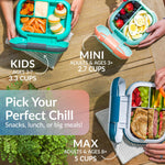 Bentgo Chill Mini Leak-Proof Lunch Box – Built-In Ice Pack Keeps Food Cold, 2.7-Cup Capacity for Snacks or Sandwich, 3 or 4 Compartments, PFAS & BPA-Free, Ideal for Adults & Kids 3+ (Seaside Papaya)