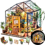 Rolife DIY Miniature Greenhouse Kit with Furniture for Adults, Halloween/Christmas Decorations - Cathy's Greenhouse