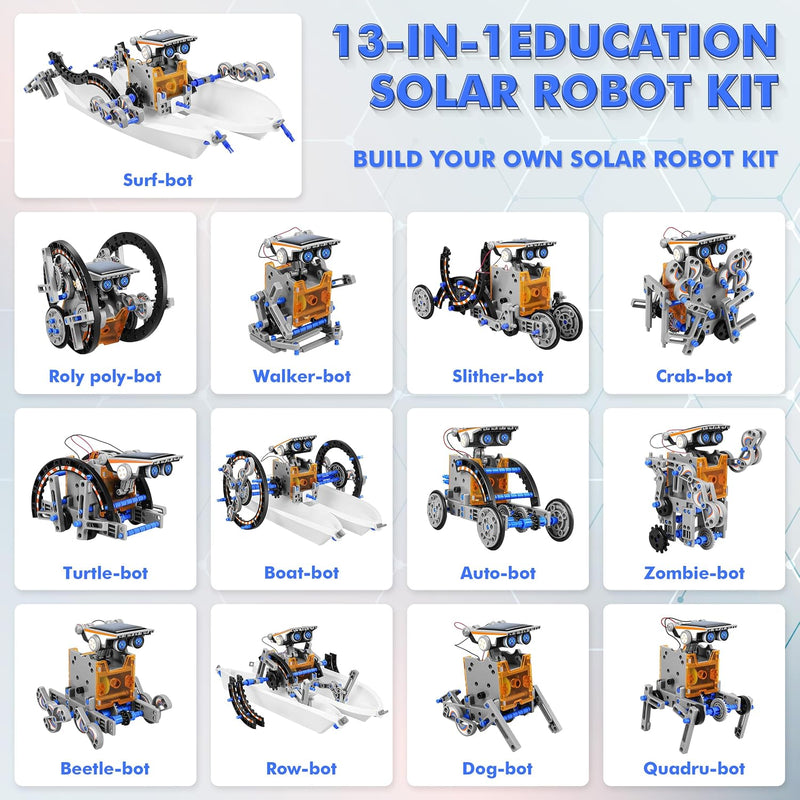 Bottleboom STEM 13-in-1 Education Solar Power Robots Toys for Boys Age 8-12, Educational Toy Science Kits for Kids Experiment Robotics Set Birthday Gifts for 8 9 10 11 12 Years Old