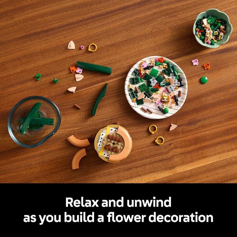 lego botanicals mini orchid building set for adults 18+ with 274 pieces and 5 peach blooms