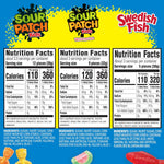 SOUR PATCH KIDS & SWEDISH FISH Soft & Chewy Gummy Candy Variety Pack, 15 ct | 3 Flavors, Bulk Candy