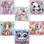Acelii 6 Pack 5D Cartoon Diamond Painting Kits for Kids Beginners | Cute Animals DIY Diamond Art Kit for Kids,Full Round Drill Big Gem Art for Kid,Home Wall Decoration 6X6 inch