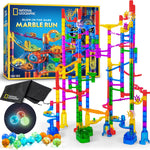 NATIONAL GEOGRAPHIC Glowing Marble Run – Construction Set with 15 Glow in The Dark Glass Marbles & Storage Bag, STEM Gifts for Boys and Girls, Building Project Toy (Amazon Exclusive)