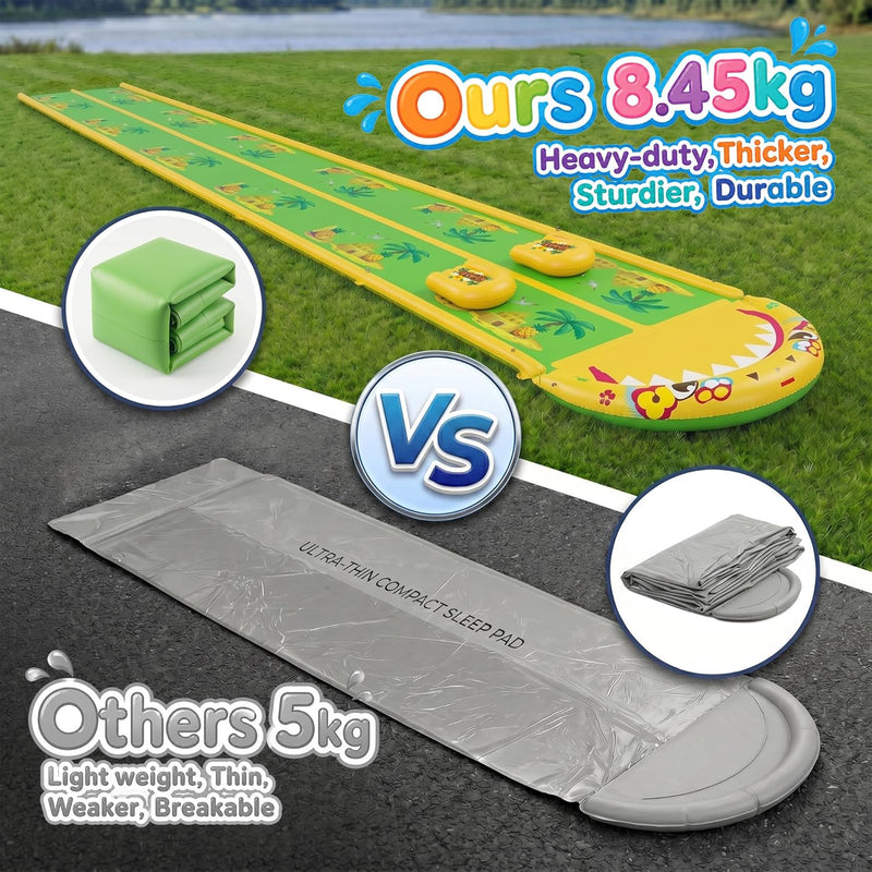 40×5.9FT Heavy Duty Slip and Slide with Sprinkler and 2 Boards, Water Slide for Adults with 3-Way Water Sprinkler, Giant Slip n Slide for Outdoor Backyard Lawn Kids Teens and Adults (Yellow&Green)
