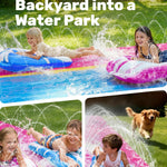 JOYIN 22.5FT Water Slide and 2 Inflatable Boards, Extra Long Heavy Duty Double Lawn Waterslide with Sprinkler for Kids Adults Backyard Summer Water Toy Outdoor Fun, Blue, Pink