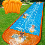 Spring Water Slip and Water Slide for Kids Backyard, 22ft*3 Racing Lanes Slip Water Slides with Sprinkler for Age 5-8 8-12, Summer Outdoor Water Toy with 3 Inflatable Bodyboards
