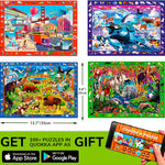 QUOKKA Puzzles for Kids Ages 4-6 - 4 x 60 Puzzles for Toddlers 5-8 - Educational Search and Find Toy for 8-10 yo for Learning Forest Polar, USA National Park Animals and City Life