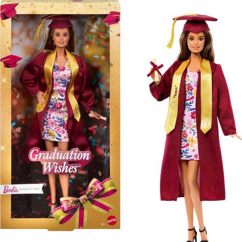 Barbie Signature Graduation Wishes Fashion Doll with Burgundy Robe & Tassel Cap, Collectible Toy in Giftable Packaging