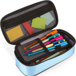 Five Star Pencil Pouch, Pen Case, High-Capacity Zipper Pouch, Storage Organizer for School Supplies Earbuds Chargers Cables Makeup, Blue/Denim (500212F-ECM)