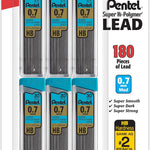 Pentel Super Hi-Polymer Refills, 0.7 mm Medium, HB, 180 Pieces of Lead (C27BPHB6)
