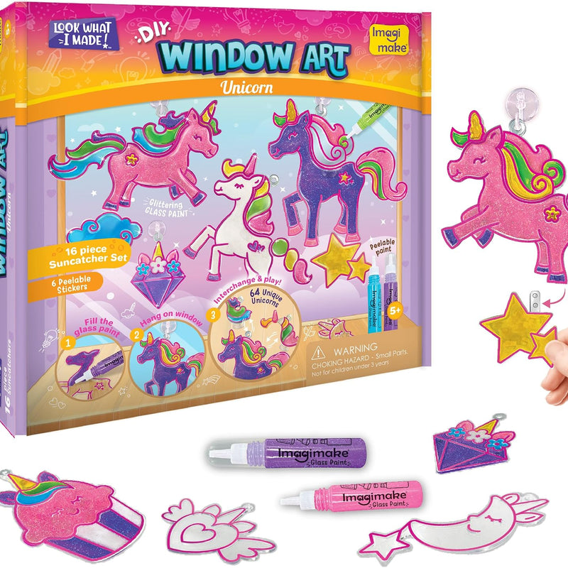 Imagimake Window Art - Princess, DIY Mess-Free 16 Pieces Suncatcher Kit | Stained Glass Painting Craft Activity for Kids, Birthday Gift for Girls Ages 5,6,7,8,9,10,12 Years Old