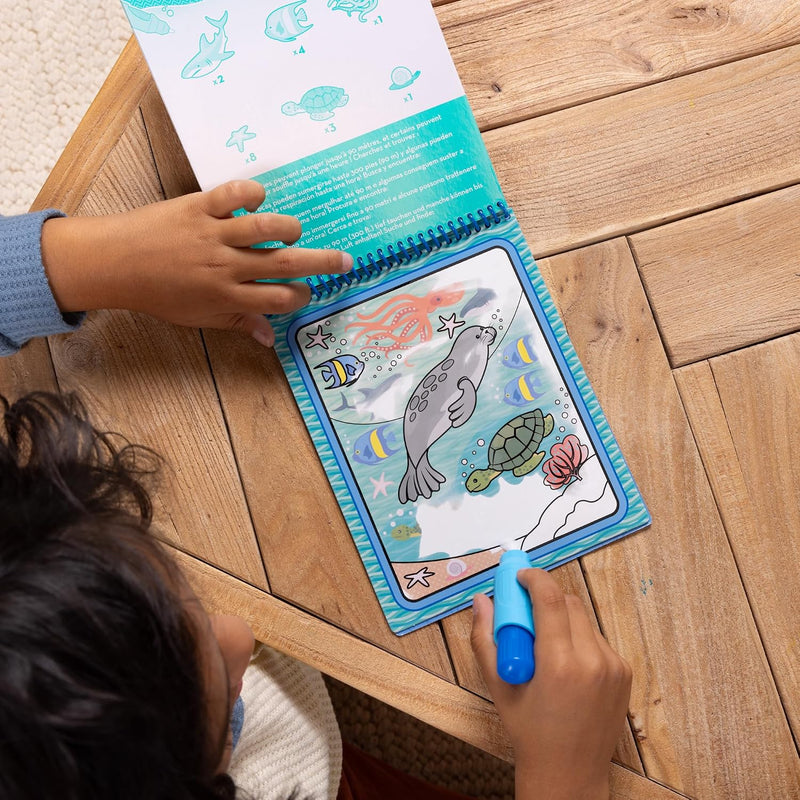 Melissa & Doug On The Go Water Wow! Mess Free Coloring Book, Reusable Water-Reveal Activity Pad, Under The Sea, Travel Toys, Party Favors, for Toddlers & Kids Ages 3+ - FSC Certified
